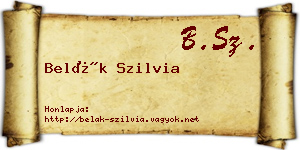 Belák Szilvia névjegykártya
