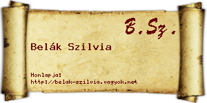 Belák Szilvia névjegykártya